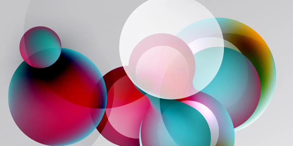 Abstract circles overlap, creating vibrant color blends. Gradient shades su.. Stock Illustration