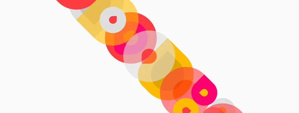 Abstract circles overlap, creating vibrant diagonal pattern. Colors range fro Stock Illustration