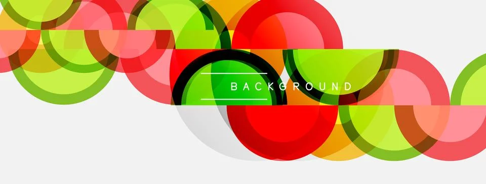 Abstract circles overlap, creating vibrant colorful pattern. Background is .. Illustrazione stock