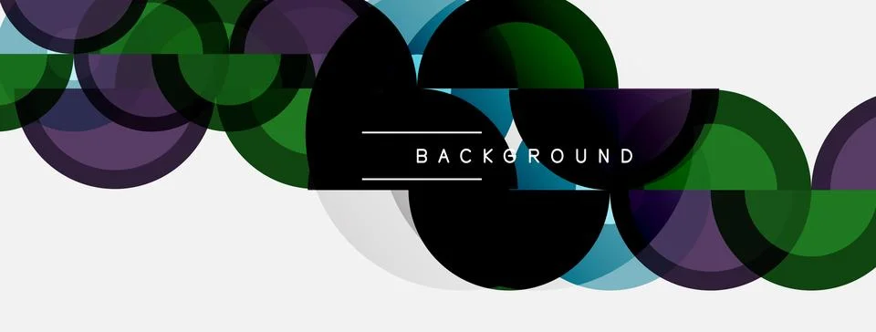Abstract circles overlap, creating vibrant color patterns. Text reads backg.. Stock Illustration