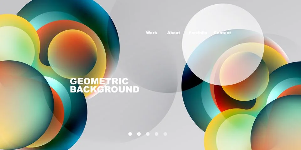 Abstract circles overlap, creating vibrant color gradients. Minimalist design Stock Illustration