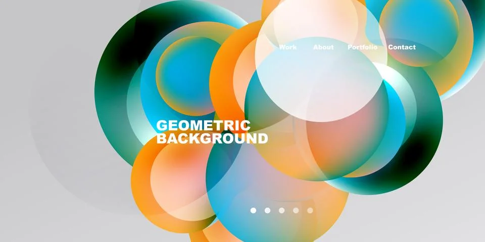 Abstract circles overlap, creating vibrant color gradients. Text includes Stock Illustration
