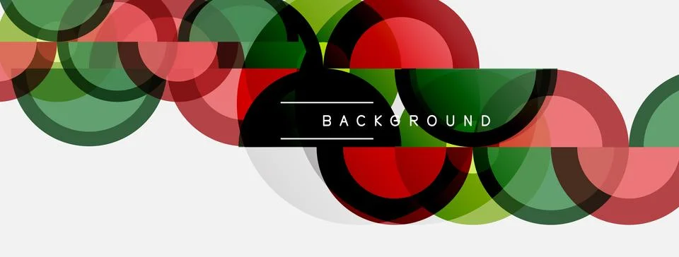 Abstract circles overlap, creating vibrant color patterns. Red, green, Stock Illustration