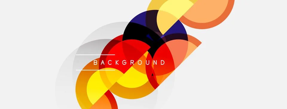 Abstract circles overlap, creating vibrant color patterns. Minimalist design Stock Illustration