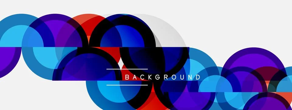 Abstract circles overlap, creating vibrant color patterns. Modern design, Stock Illustration