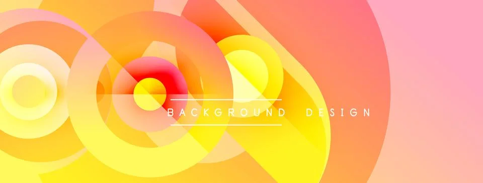 Abstract circles overlap, creating vibrant orange, yellow, pink gradients. Stockillustratie
