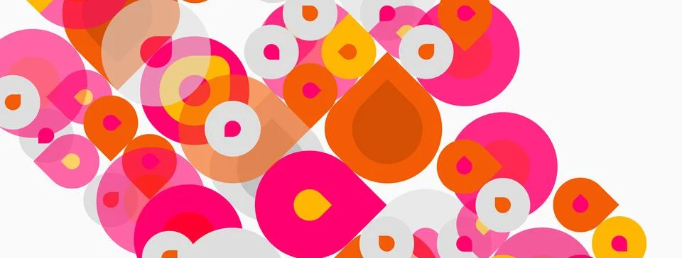 Abstract circles overlap, creating vibrant pink, orange, white patterns. Mode Stock Illustration