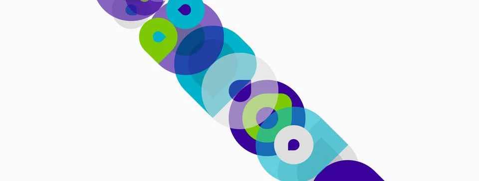Abstract circles overlap, creating vibrant diagonal pattern. Colors include.. 스톡 일러스트
