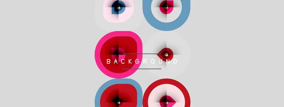 Abstract circles overlap, creating vibrant visual effect. Gray backdrop enh.. イラスト素材