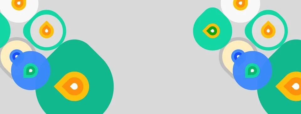 Abstract circles overlap, creating vibrant patterns. Colors include blue, g.. Stock Illustration