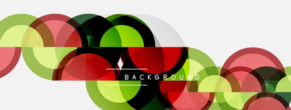 Abstract circles overlap, creating vibrant pattern. Colors include green, red 스톡 일러스트
