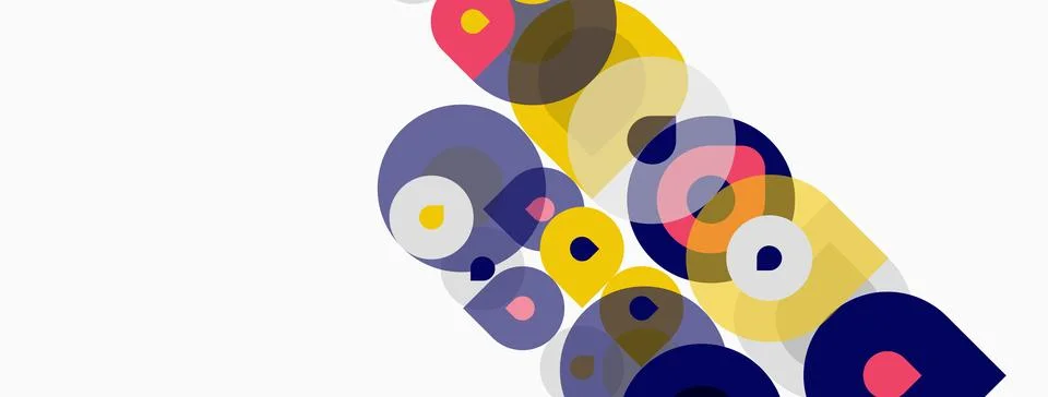 Abstract circles overlap, creating vibrant color patterns. Yellow stripe イラスト素材