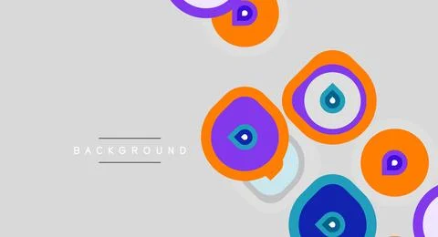 Abstract circles overlap, creating vibrant visual texture. Colors include p.. Stock Illustration