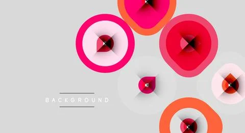 Abstract circles overlap, creating vibrant color gradients. Pink, red, orange Stock Illustration