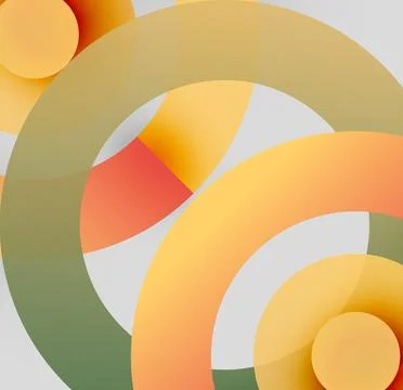 Abstract circles overlap, creating warm color gradients. Soft hues blend, Stock-Illustration