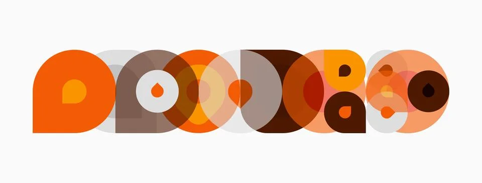 Abstract circles overlap, creating warm color palette. Design evokes retro .. Stock Illustration