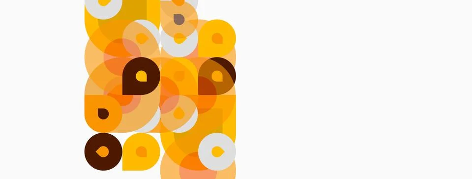 Abstract circles overlap, creating warm color palette. Shades range from yell Stock Illustration