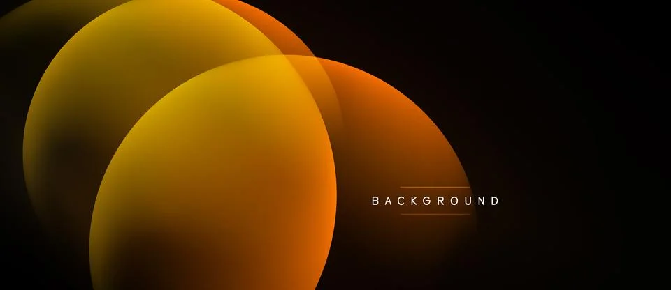 Abstract circles overlap, creating warm gradients. Dark background emphasizes Illustrazione stock