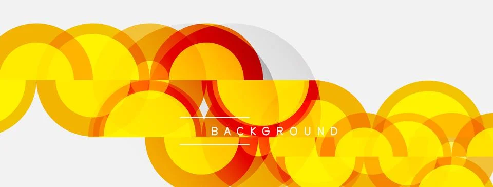 Abstract circles overlap, creating warm color gradients. Background text read Stock Illustration