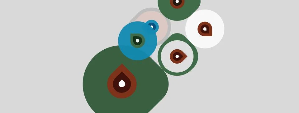Abstract circles overlap, varying sizes, muted colors. Minimalist design, s.. イラスト素材