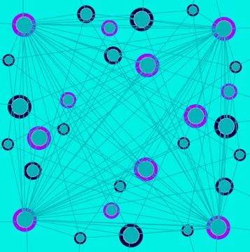 Abstract circles pattern with lines turquoise purple black Stock Illustration
