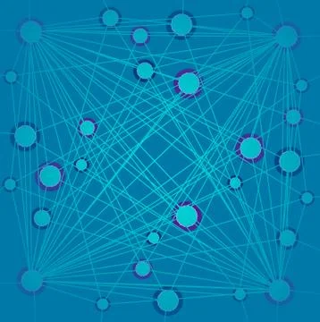 Abstract circles pattern with lines turquoise blue purple Stock Illustration