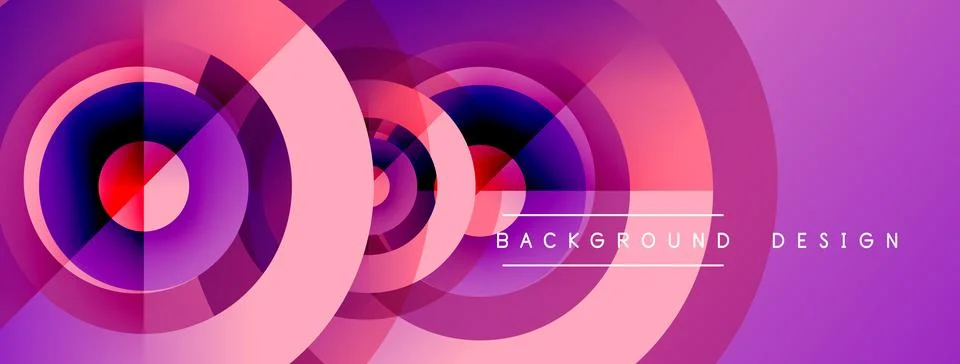 Abstract circles, pinks, purples create dynamic background. Modern design Stock Illustration