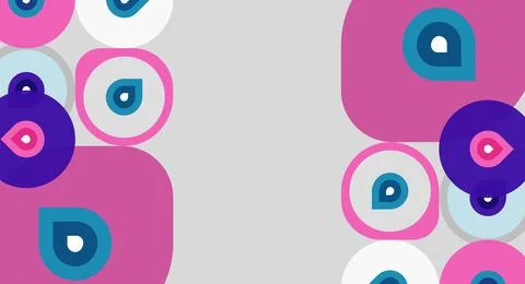 Abstract circles, pinks, purples, whites dominate composition. Minimalist d.. Stock Illustration