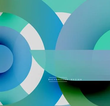 Abstract circles, rectangles create dynamic composition. Blue, green hues イラスト素材