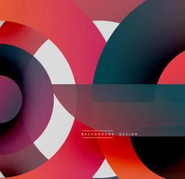 Abstract circles, rectangles overlap. Gradient colors create dynamic composition Stock Illustration
