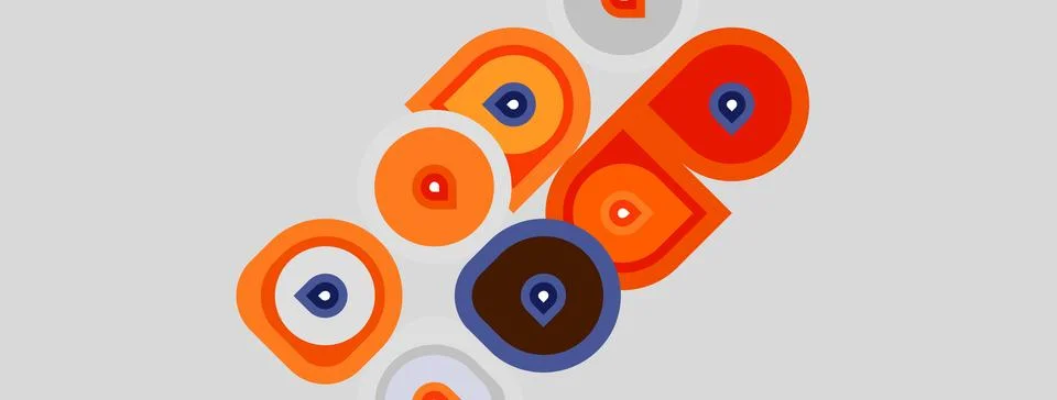 Abstract circles, rectangles overlap. Orange, brown, gray hues dominate 스톡 일러스트