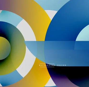 Abstract circles, rectangles overlap. Vibrant colors create dynamic composition. Stock Illustration