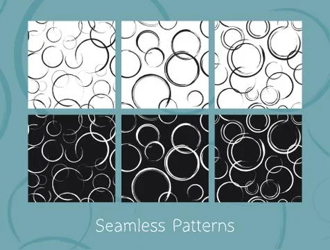 Abstract Circles Seamless Patterns Set Stock Illustration