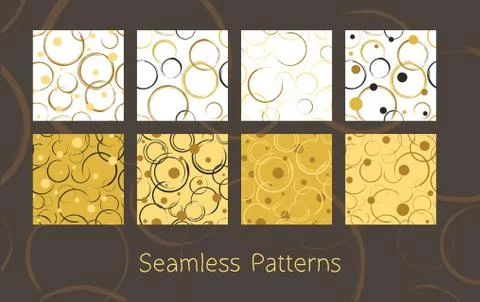 Abstract Circles Seamless Patterns Set Stock Illustration