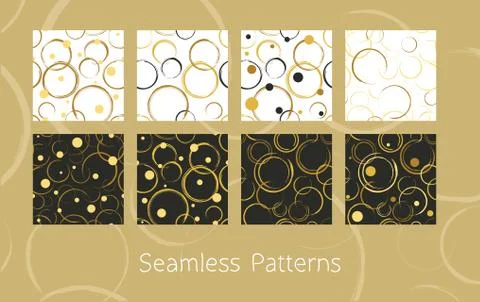 Abstract Circles Seamless Patterns Set Stock Illustration