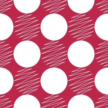 Abstract circles. Seamless vector pattern. White color ring figures and curve Illustrazione stock