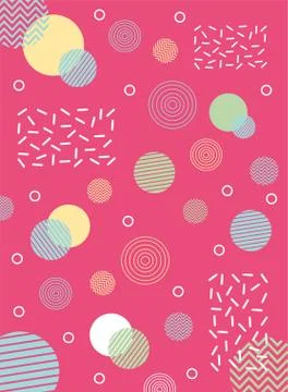 Abstract circles shape collage memphis 80s 90s style abstract background Stock Illustration