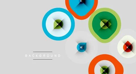 Abstract circles, squares overlap. Modern design, light gray backdrop. Stock Illustration