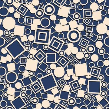 Abstract circles squares seamless pattern.  Decorative retro background. Stock Illustration