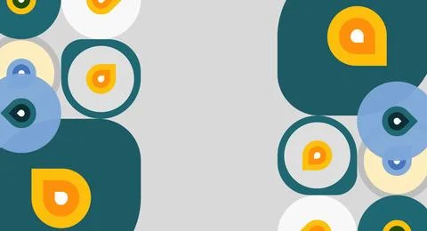 Abstract circles, varying sizes, colors. Teal, gold, light blue dominate Stock Illustration