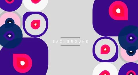 Abstract circles, varying sizes, pinks, purples dominate. Gray center provide Stock Illustration