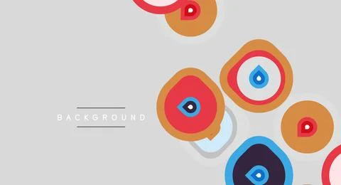 Abstract circles, vibrant colors, light gray backdrop. Modern design elements Illustrazione stock