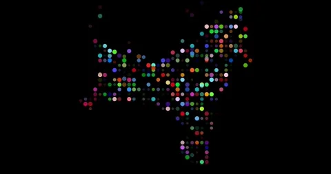 Abstract Circles Zooming to Construct Christmas Island Map Visual Design Stock Footage 316085657