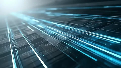 Abstract Circuit Board with Blue Lights Flowing Technology Background Stock Footage 314146525