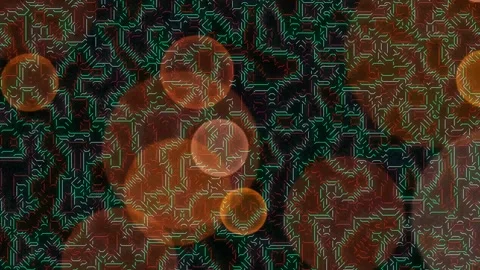 Abstract Circuit Board with Bokeh Overlay Stock Footage 332200742
