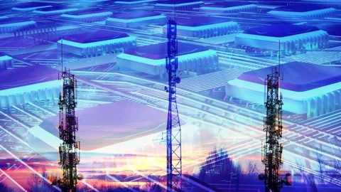 Abstract circuit board of a computer processor microchip with three cellular  Stock Footage 156074259