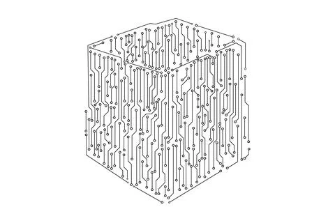 Abstract Circuit Board Cubic Structure Shape  Vector Stockillustratie