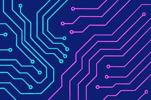 Abstract Circuit Board Design with Blue and Pink Lines 库存插图