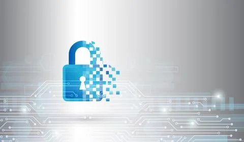Abstract circuit board on the grey background. Data protection privacy concep Stock Illustration