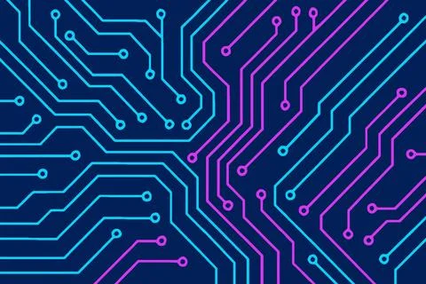 Abstract Circuit Board Pattern in Blue and Pink Colors 库存插图